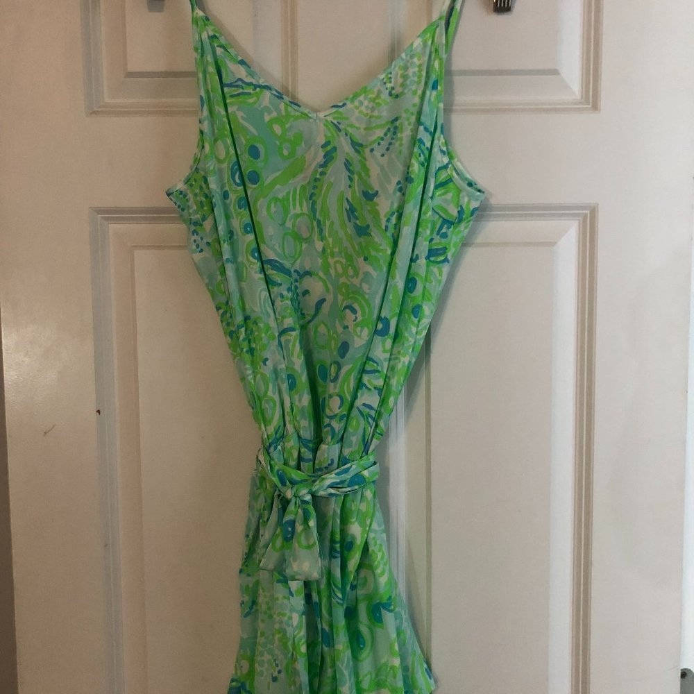 Lilly Pulitzer Deanna Romper - XL - Pool Blue Any Fins Possible